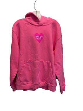 Girls Girl Studio Pink Hoodie Sweatshirt Medium 100% Cotton Graphic Print Front